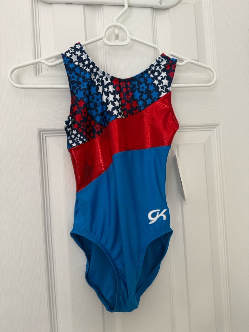 GK Red, Blue & White Star Print Gymnastics Leotard